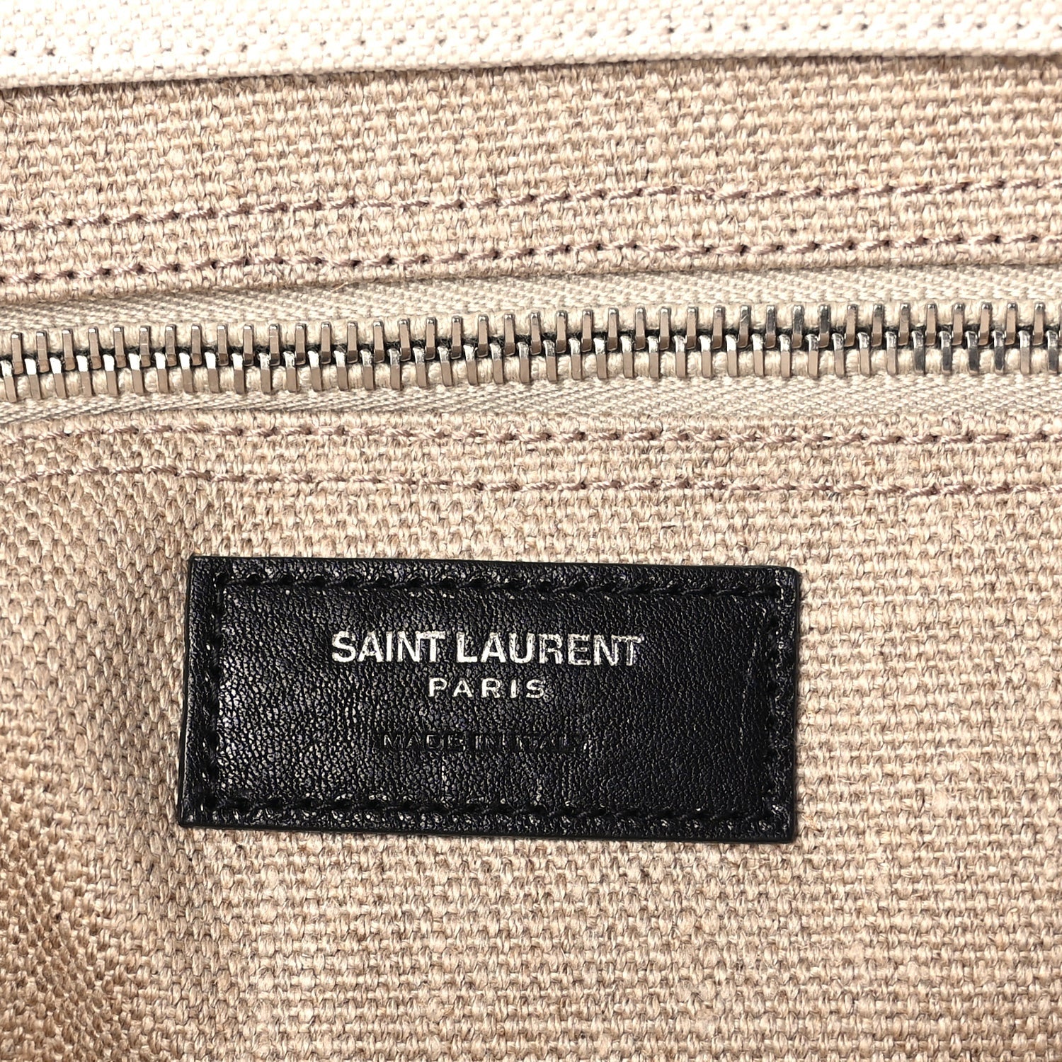 Saint Laurent Linen Calfskin Rive Gauche North South Tote Optic White 5 of 7