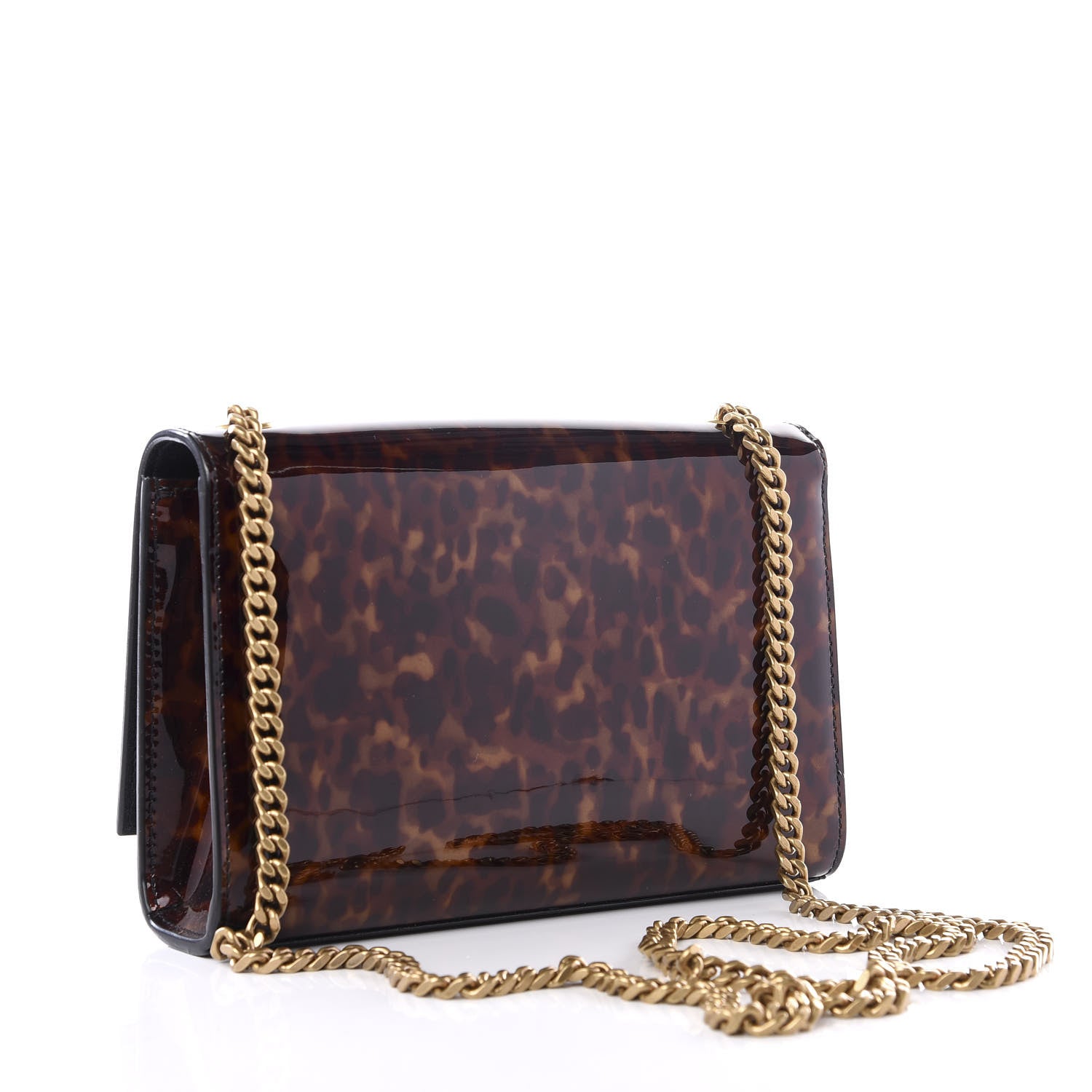 Saint Laurent Patent Small Monogram Kate Satchel Tortoiseshell 2 of 11