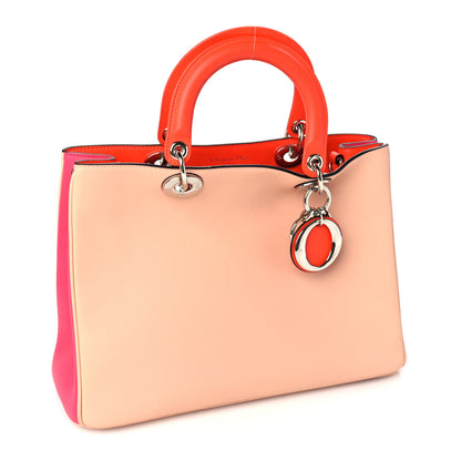 Christian Dior Smooth Calfskin Medium Tri-Color Diorissimo Tote Pink Fuchsia Orange 2 of 8
