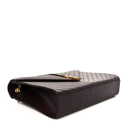 Saint Laurent Grain De Poudre Matelasse Chevron Large Monogram Satchel Amaranto 4 of 11