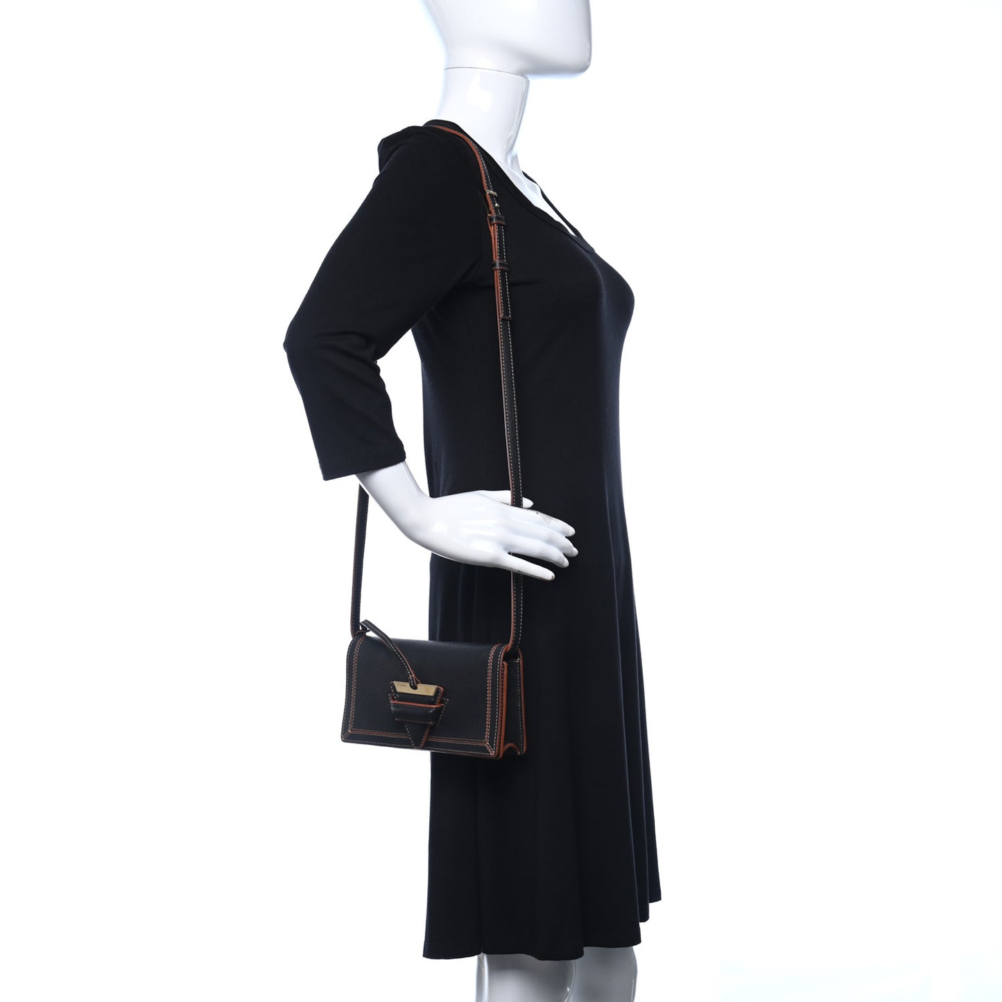 Grained Calfskin Mini Barcelona Shoulder Bag Black