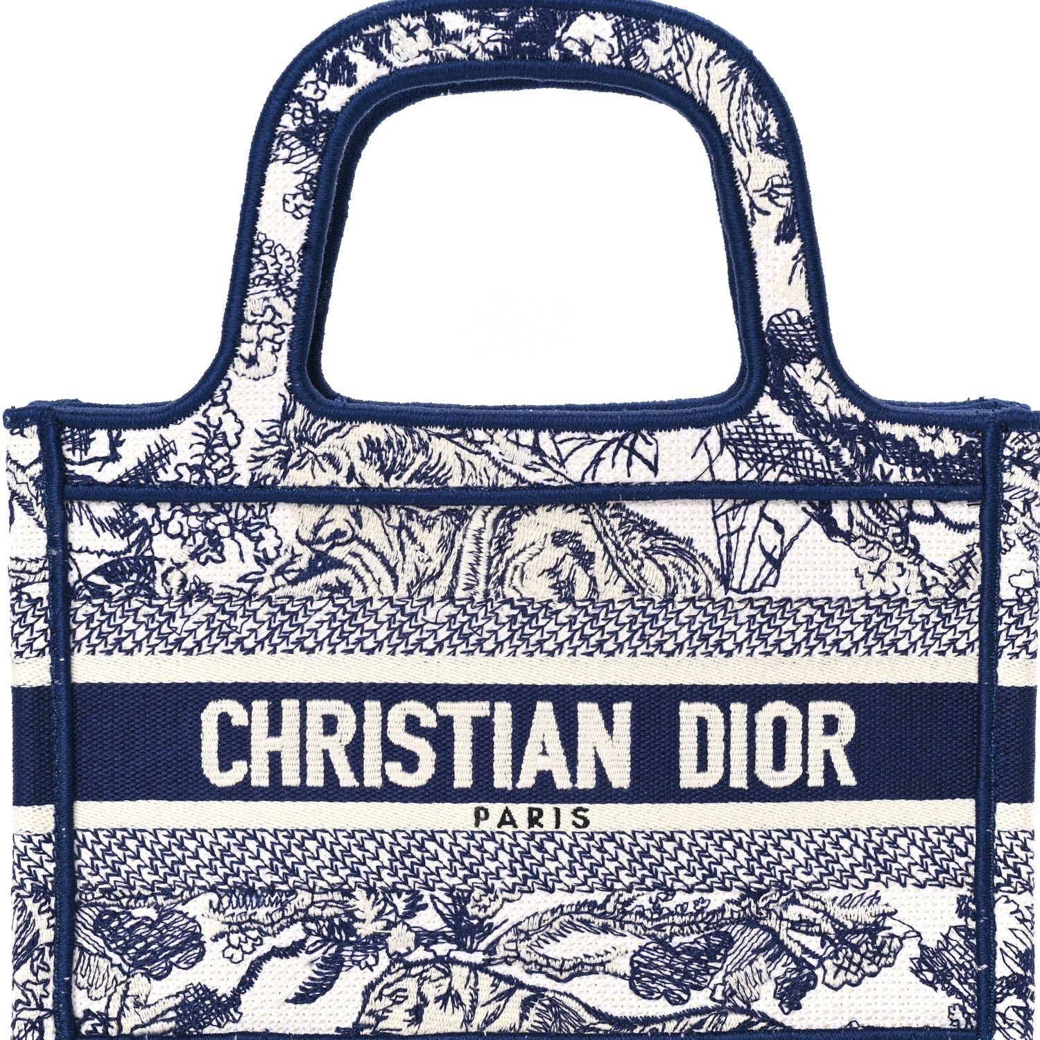 Christian Dior Canvas Embroidered Mini Toile De Jouy Book Tote  Blue 6 of 7