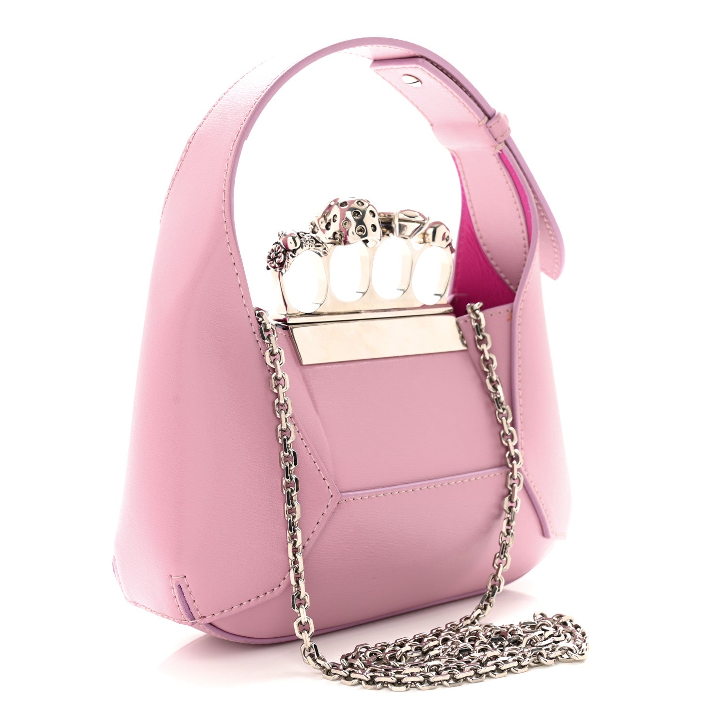 Alexander McQueen Calfskin Mini The Jeweled Hobo Antique Pink 3 of 11