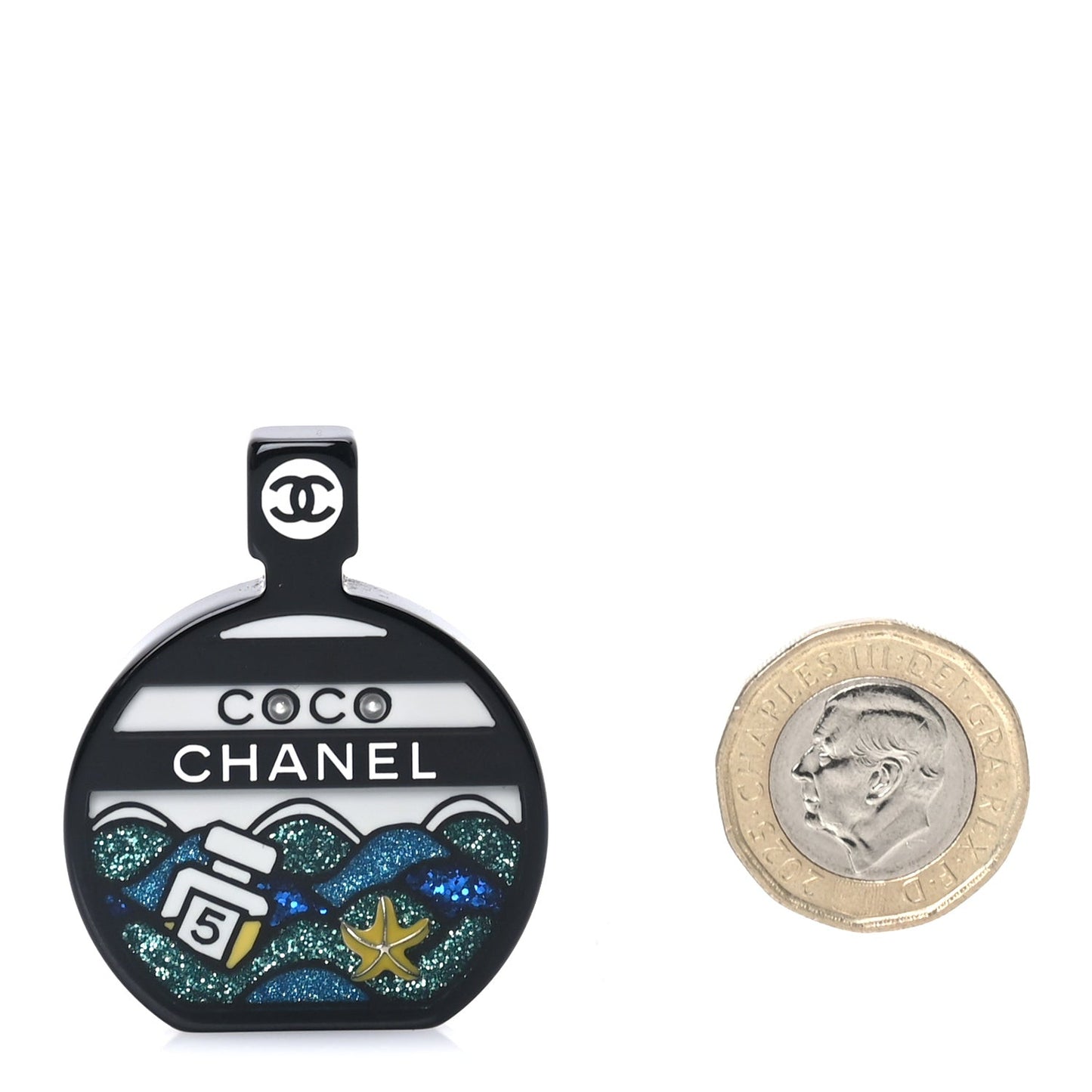 Resin Glitter Coco  Brooch  Black Multicolor