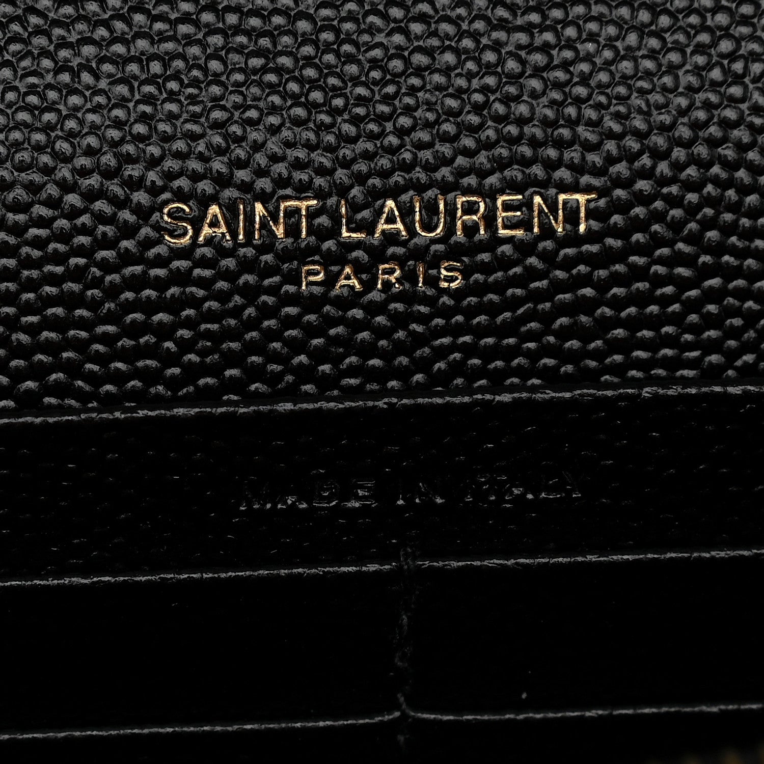 Saint Laurent Grain De Poudre Matelasse Chevron Monogram Chain Wallet Black 6 of 9