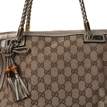 Gucci Monogram Cellarius Calfskin Large Bella Top Handle Bag Gold 6 of 8