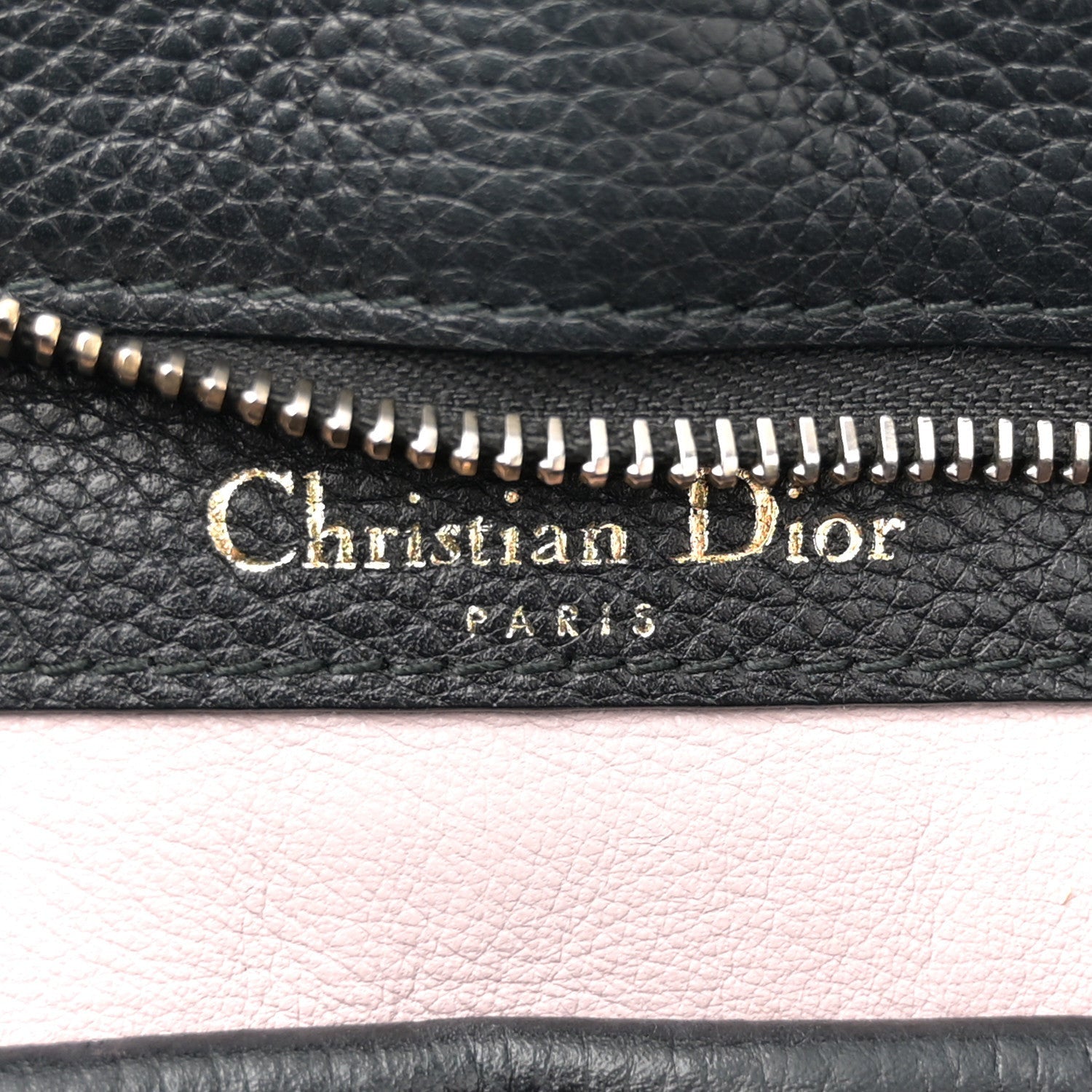 Christian Dior Grained Calfskin Large Bar Zip Tote Black 6 of 7