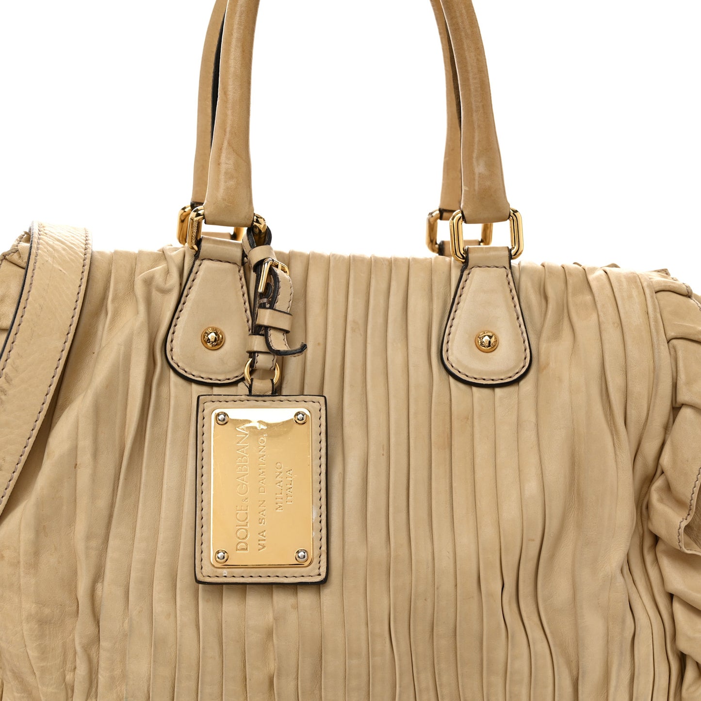 Calfskin Pleated Miss Gin Ruffle Bowler Tan