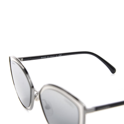 Chanel Metal Cat Eye Sunglasses 4222 Silver Black 5 of 8