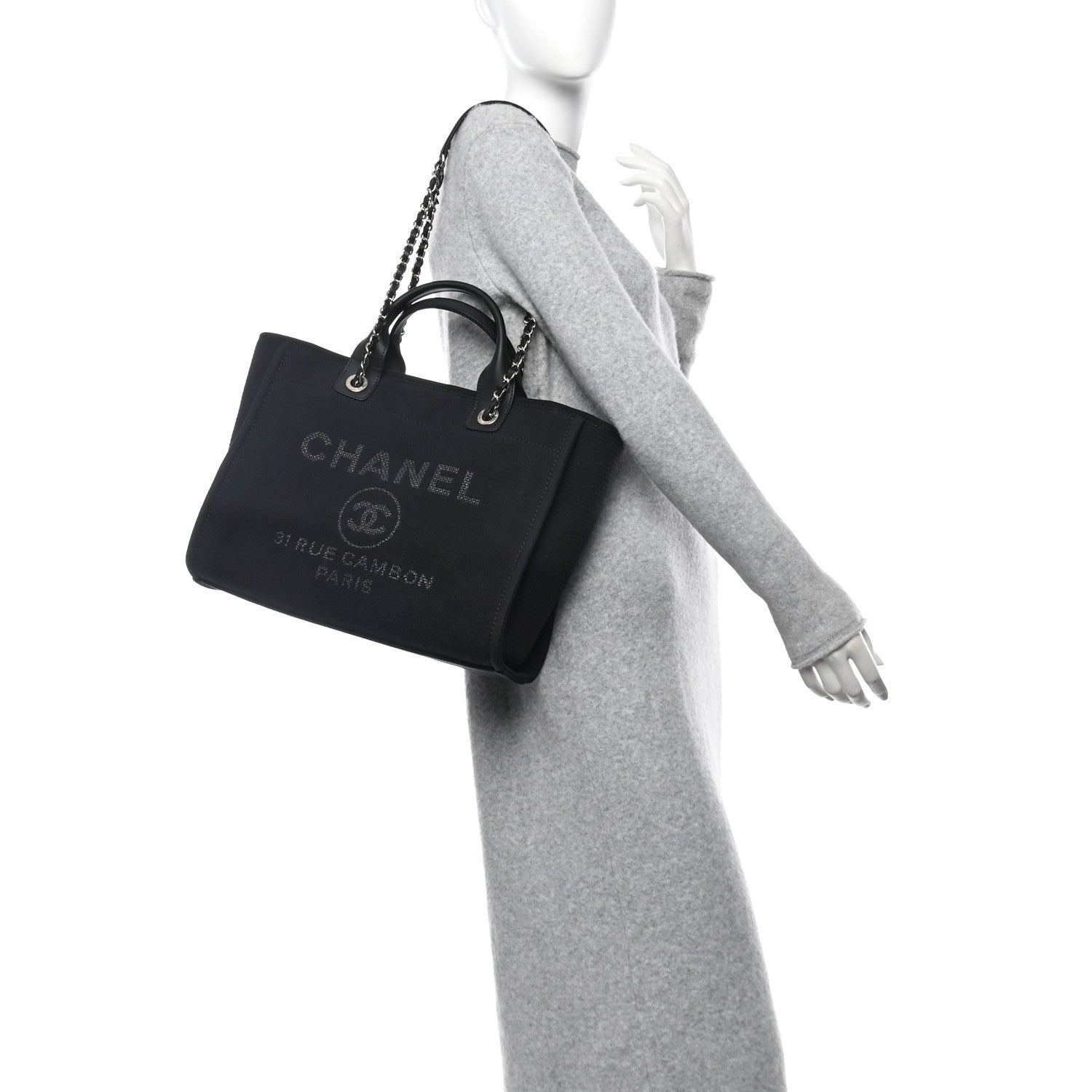 Chanel Mixed Fibers Small Deauville Tote Black 2 of 7
