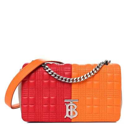 Burberry Lambskin Quilted Small Lola Bag Bright Red Orange 1 of 12