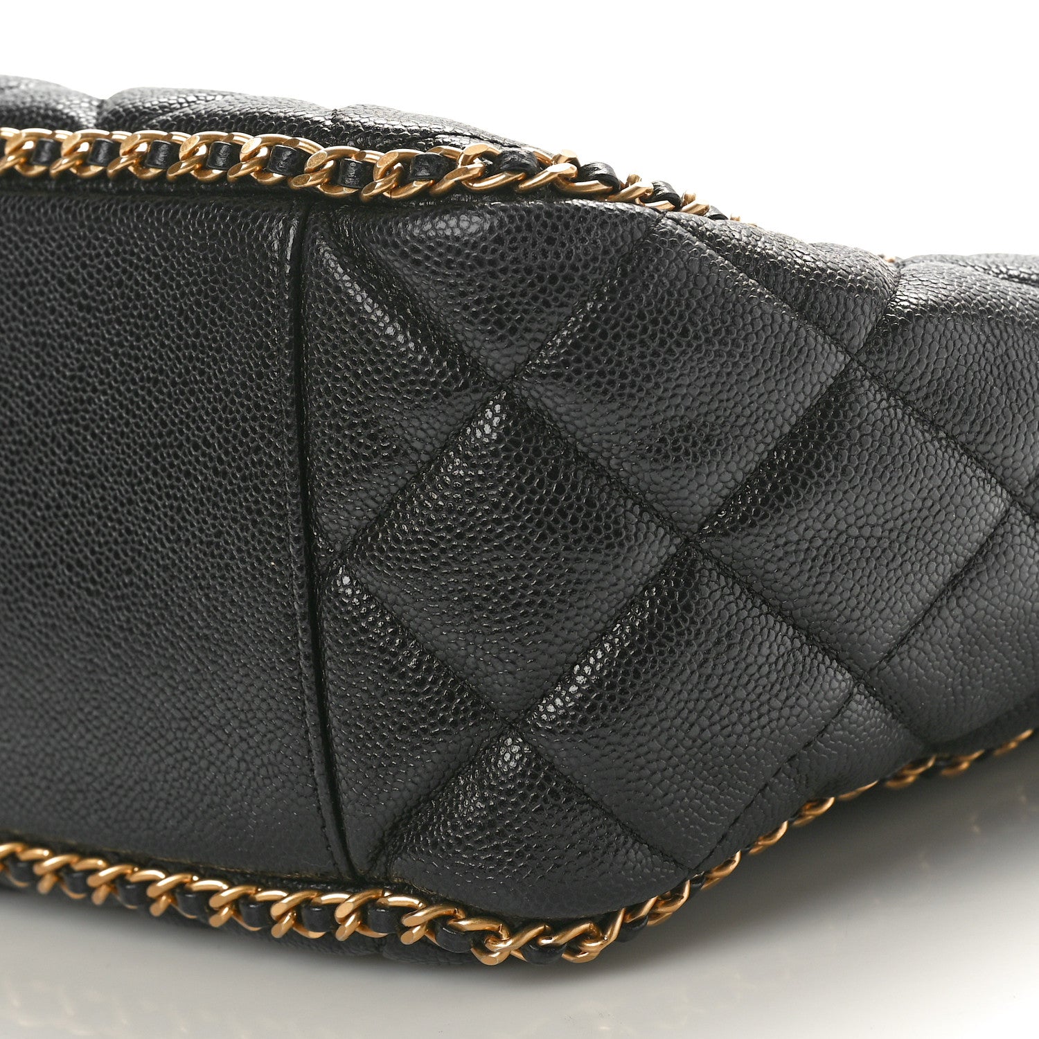 Chanel Caviar Quilted Chain Around Multi Chain Bucket Drawstring Bag Black 10 of 10