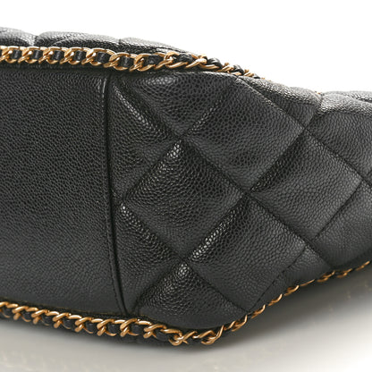 Chanel Caviar Quilted Chain Around Multi Chain Bucket Drawstring Bag Black 10 of 10