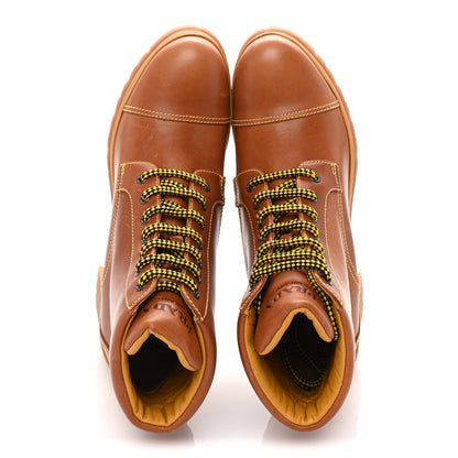 Prada Vitello Lace Up Boots  39 Cognac 5 of 7