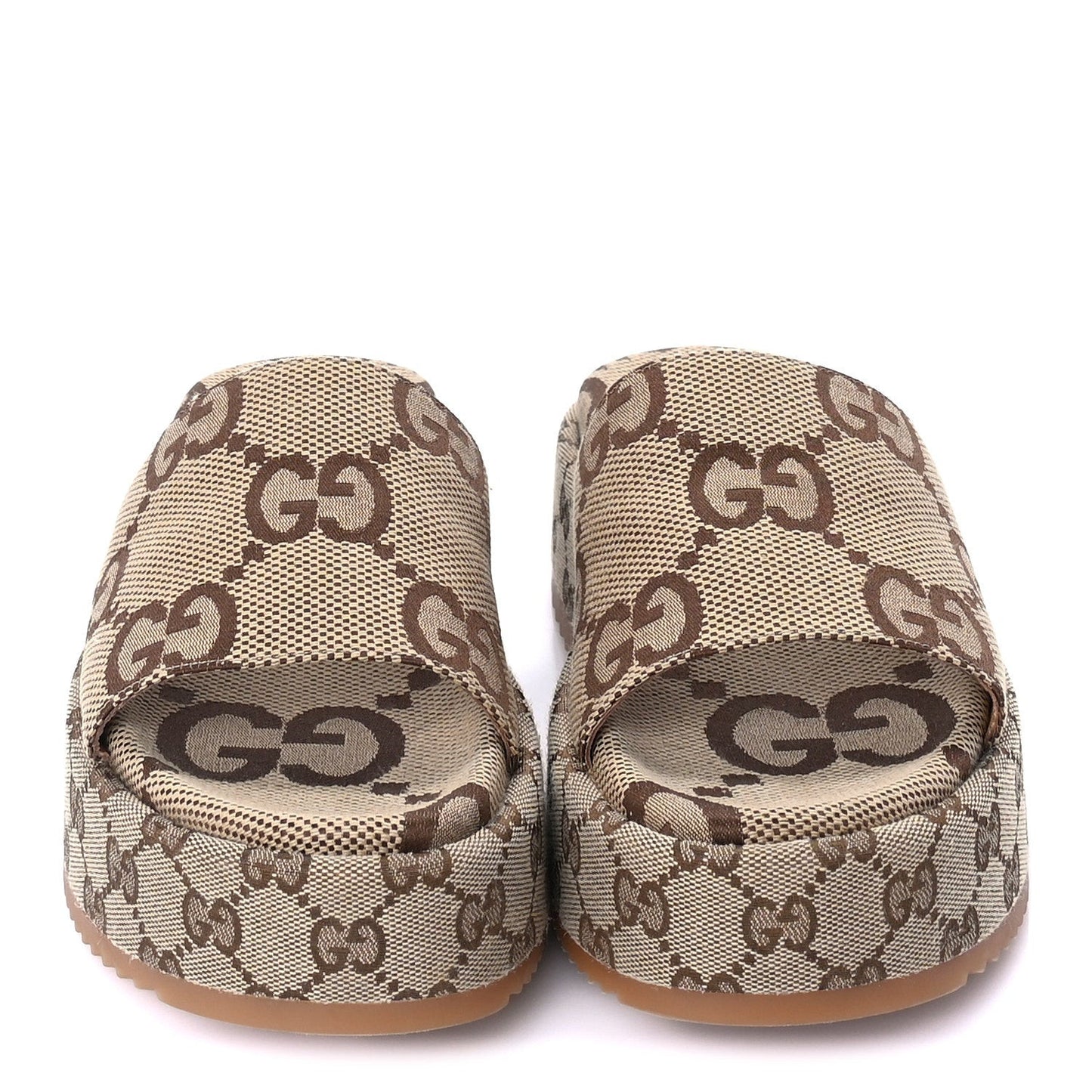 Monogram Maxi GG Angelina Platform 55mm Slide Sandals 39  Camel Ebony