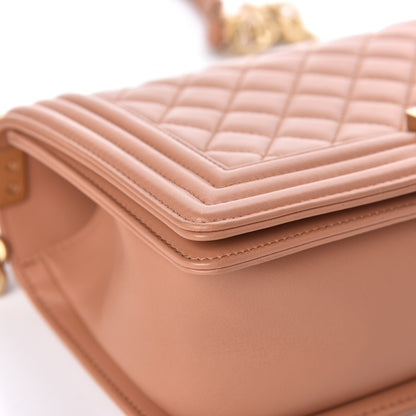 Chanel Lambskin Quilted Medium Boy Flap Dark Beige 12 of 15