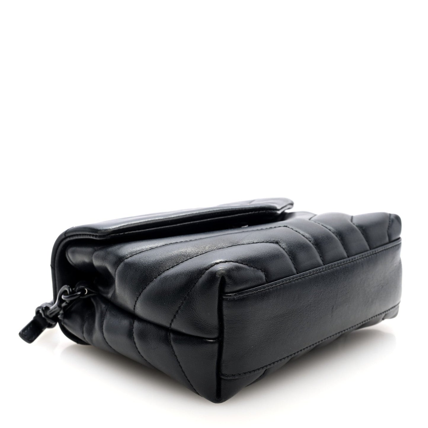 Calfskin Y Quilted Monogram Monochrome Toy Loulou Crossbody Bag Black