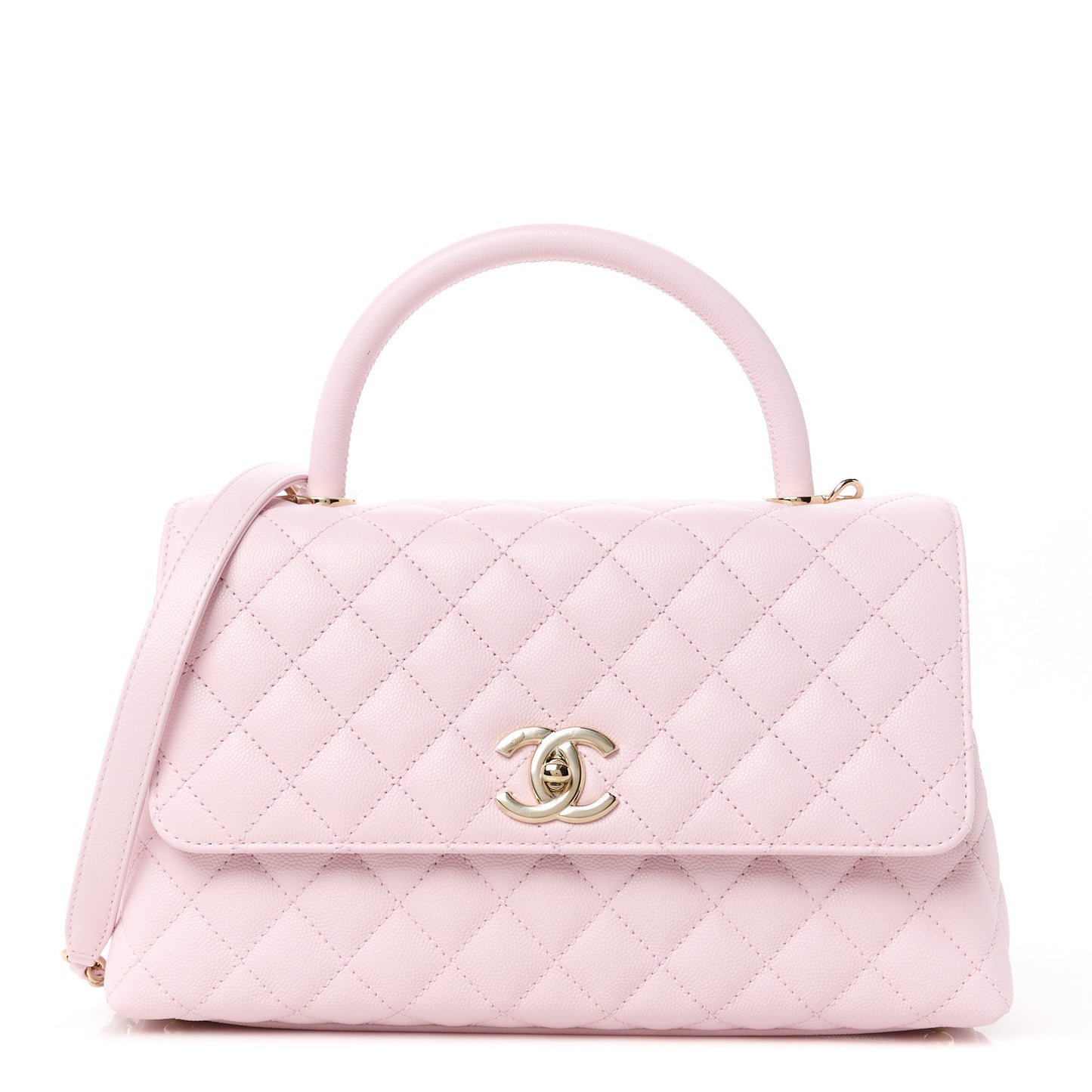 Caviar Quilted Small Coco Handle Flap Light Pink