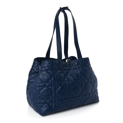 Christian Dior Calfskin Macrocannage Large Toujours   Deep Ocean Blue 3 of 9