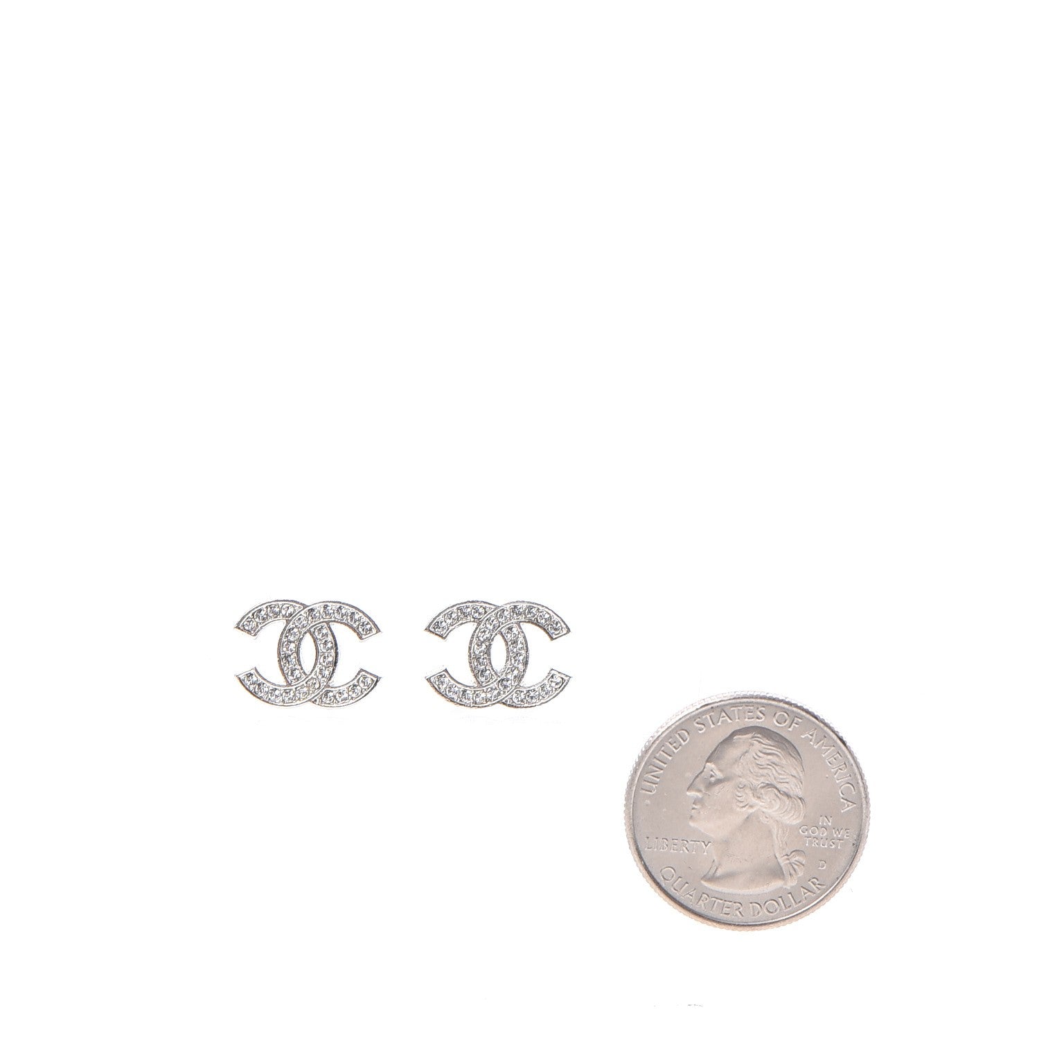 Chanel Crystal CC Earrings Silver 2 of 6