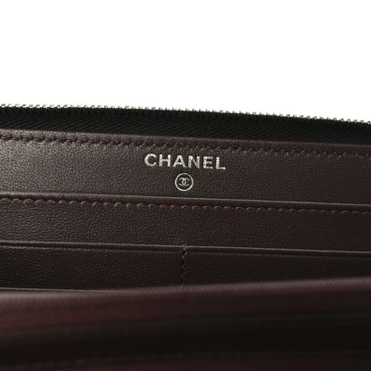 Chanel Lambskin Quilted Large Gusset Zip Around Wallet Black 6 of 10