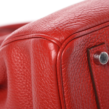 Hermes Taurillon Clemence Birkin 35 Rouge Casaque 35 of 36