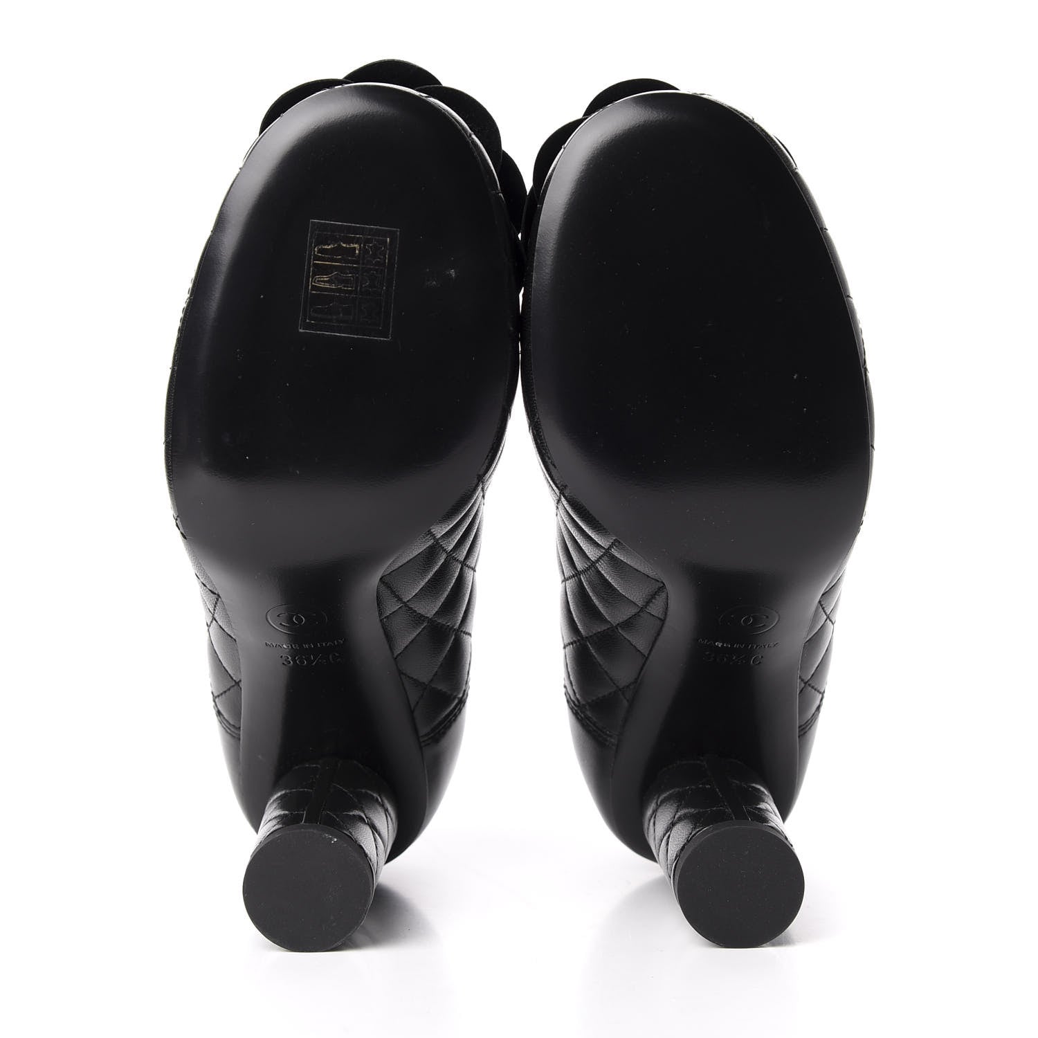 Chanel Lambskin Quilted Camellia Pumps 36.5 Black 6 of 10