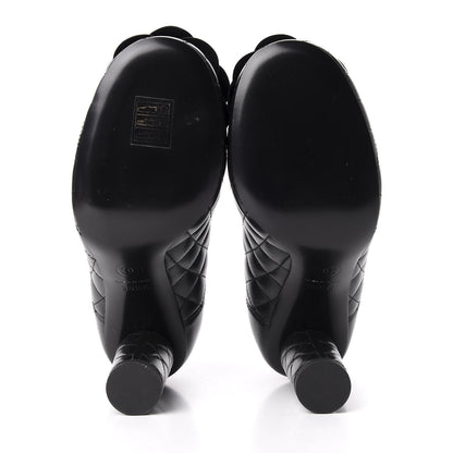 Chanel Lambskin Quilted Camellia Pumps 36.5 Black 6 of 10