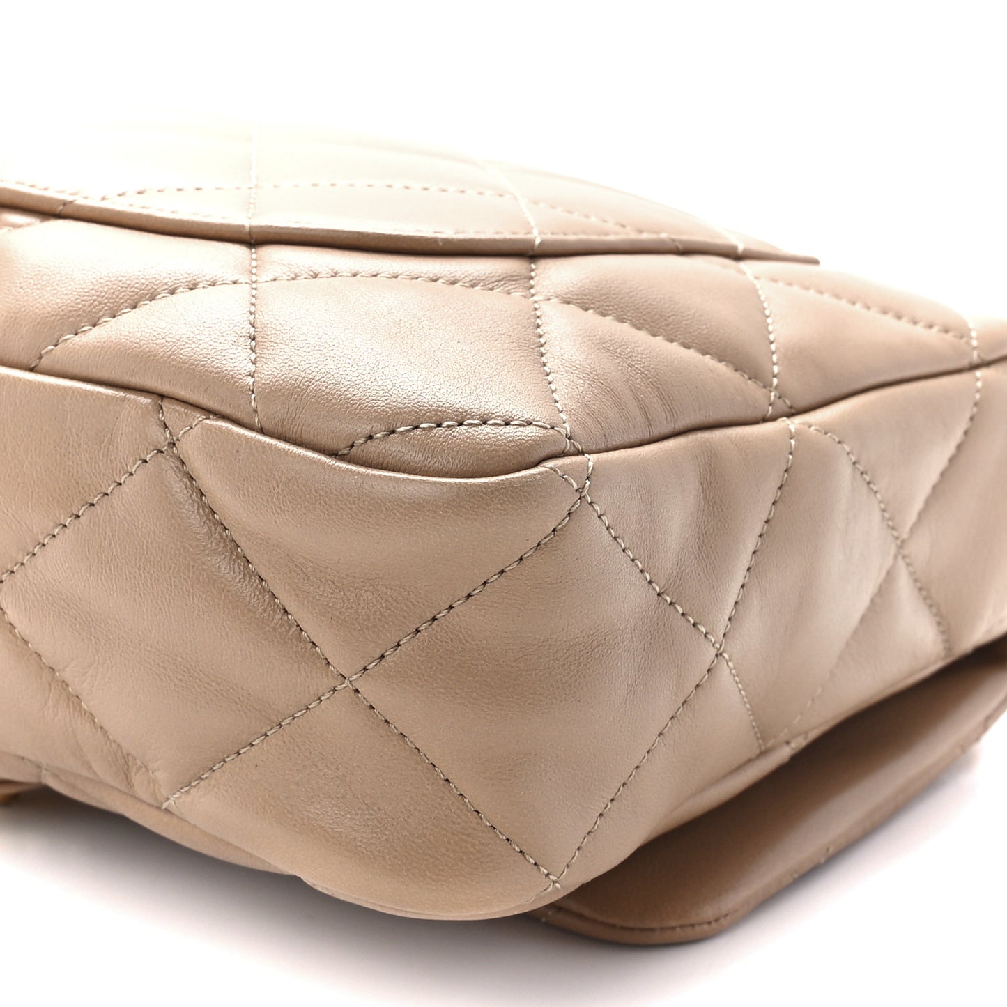 Lambskin Quilted Large CC Funky Town Flap Beige