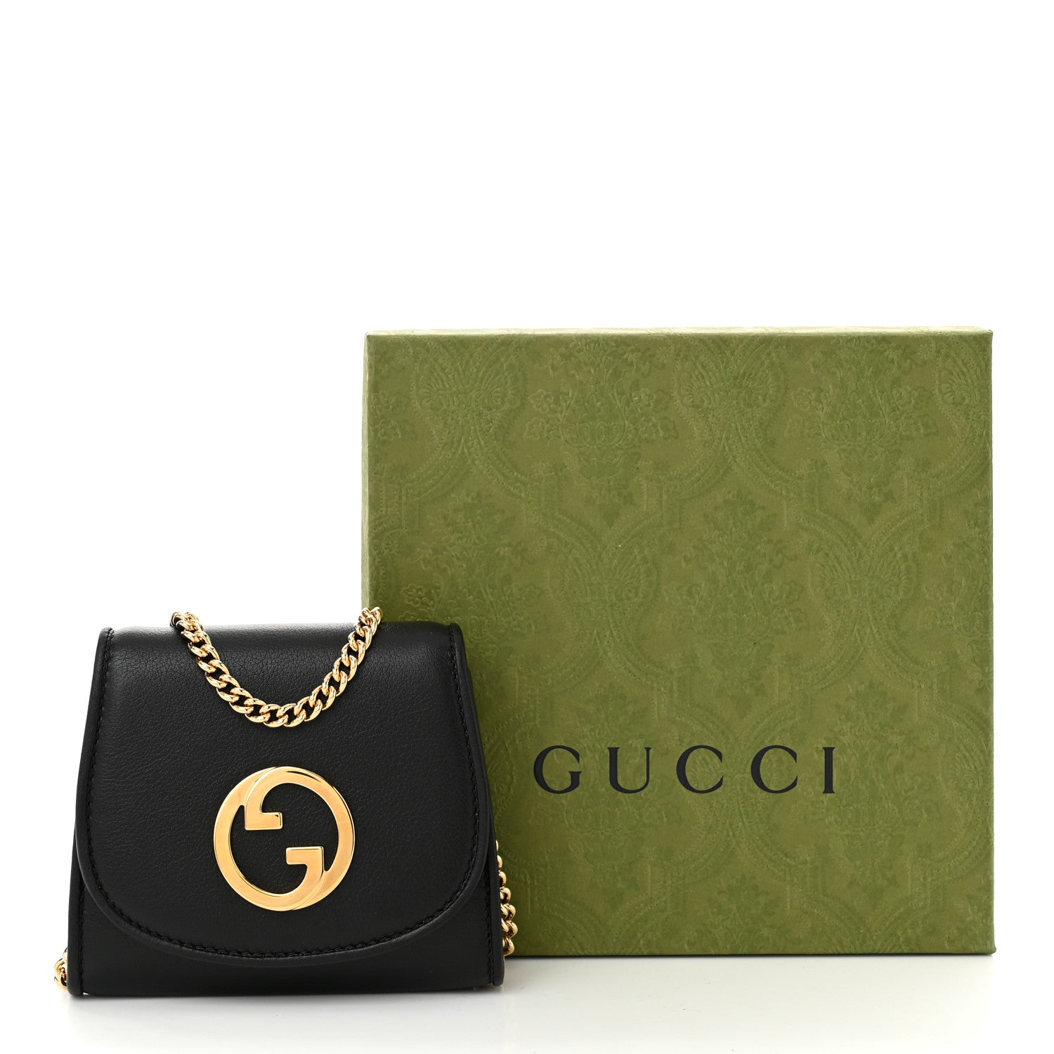 Gucci Roxy Calfskin Medium Blondie Chain Wallet Black 12 of 12