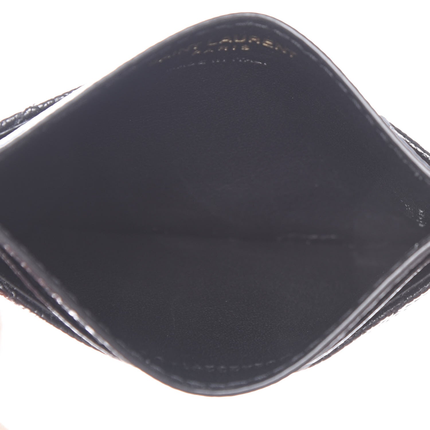Saint Laurent Grain De Poudre Matelasse Chevron Monogram Credit Card Case Black 5 of 7