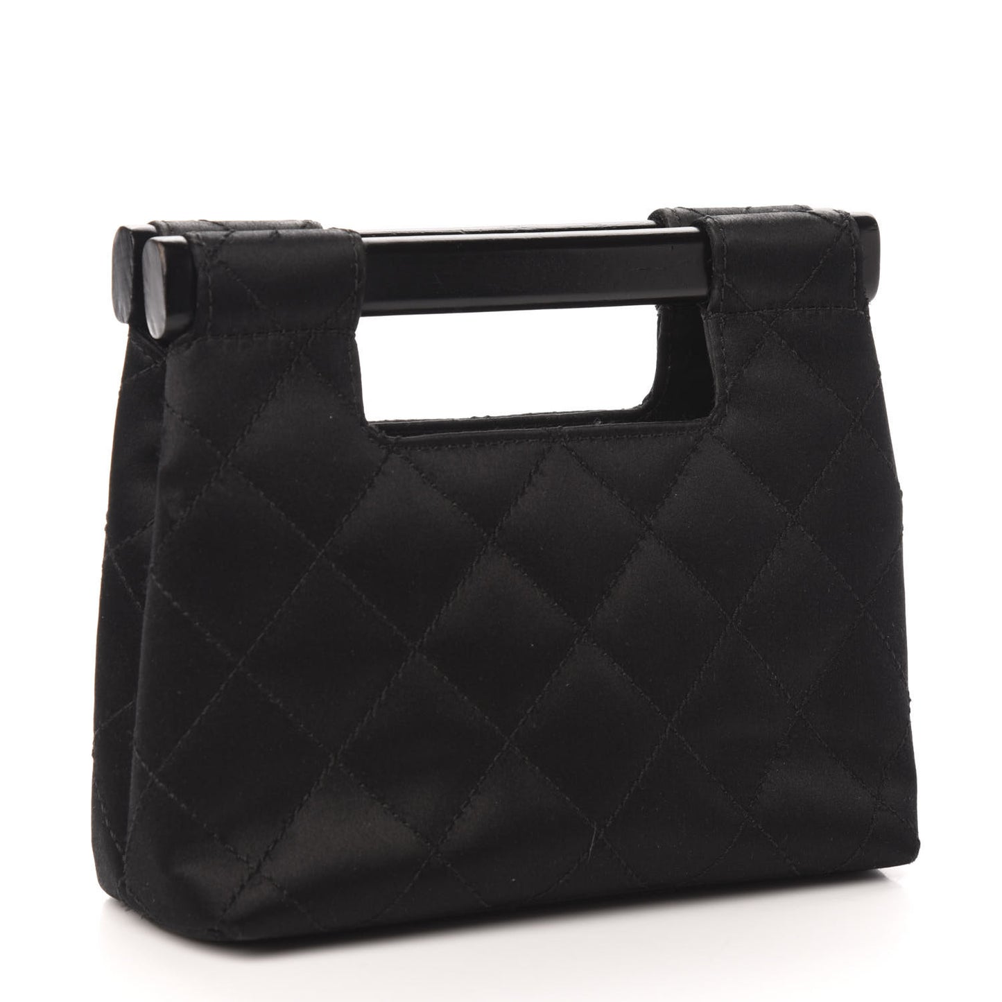 Satin Quilted Clutch Black