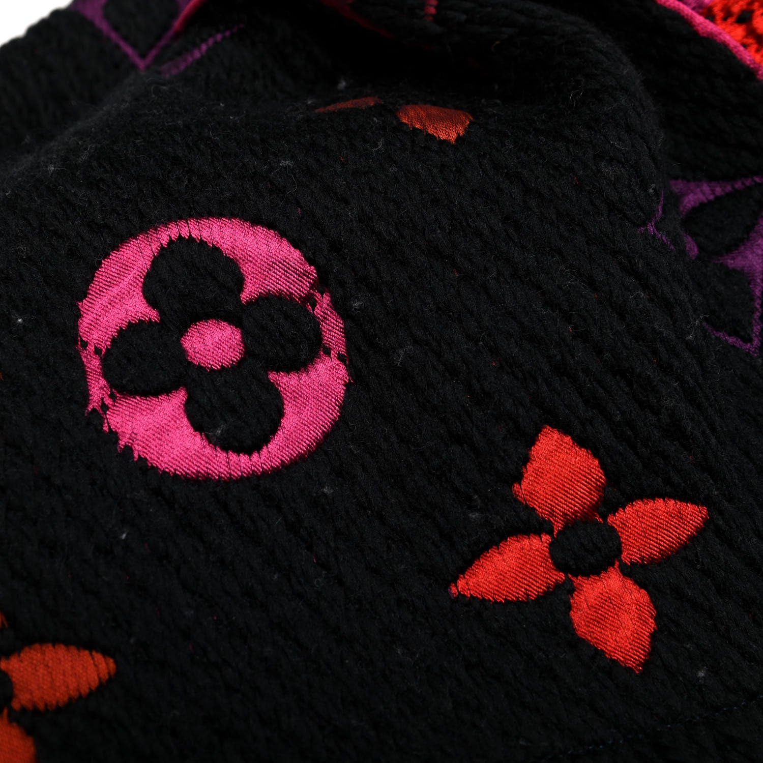 Louis Vuitton Wool Silk Rainbow Logomania Scarf Black 4 of 4