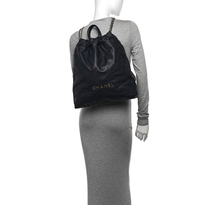 Chanel Shiny Caviar Quilted Chanel 22 Backpack Dark Blue 2 of 11