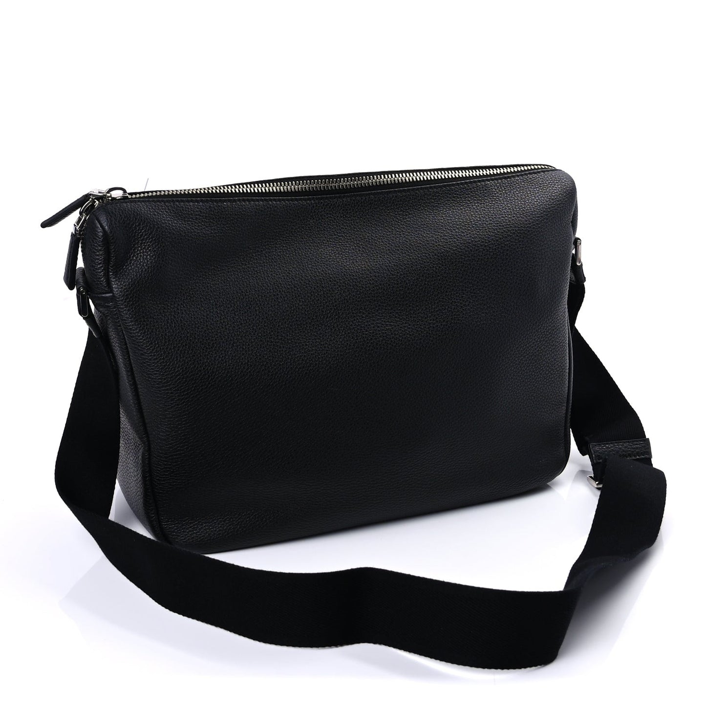 Vitello Daino Medium Triangle Shoulder Bag  Black