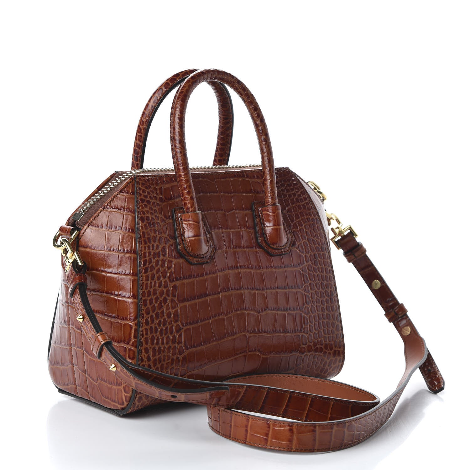 Givenchy Calfskin Crocodile Embossed Mini Antigona Cognac 3 of 10