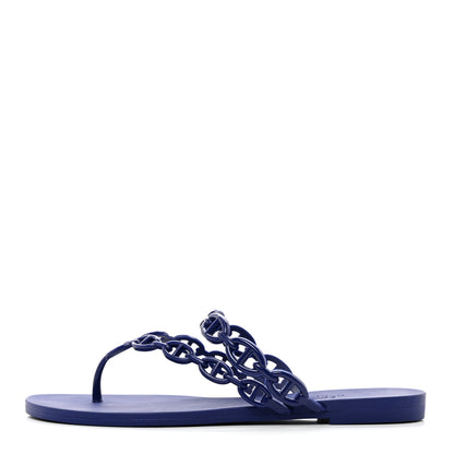 Hermes Rubber Chaine d'Ancre Island Sandals 38 Bleu Smalt 1 of 8