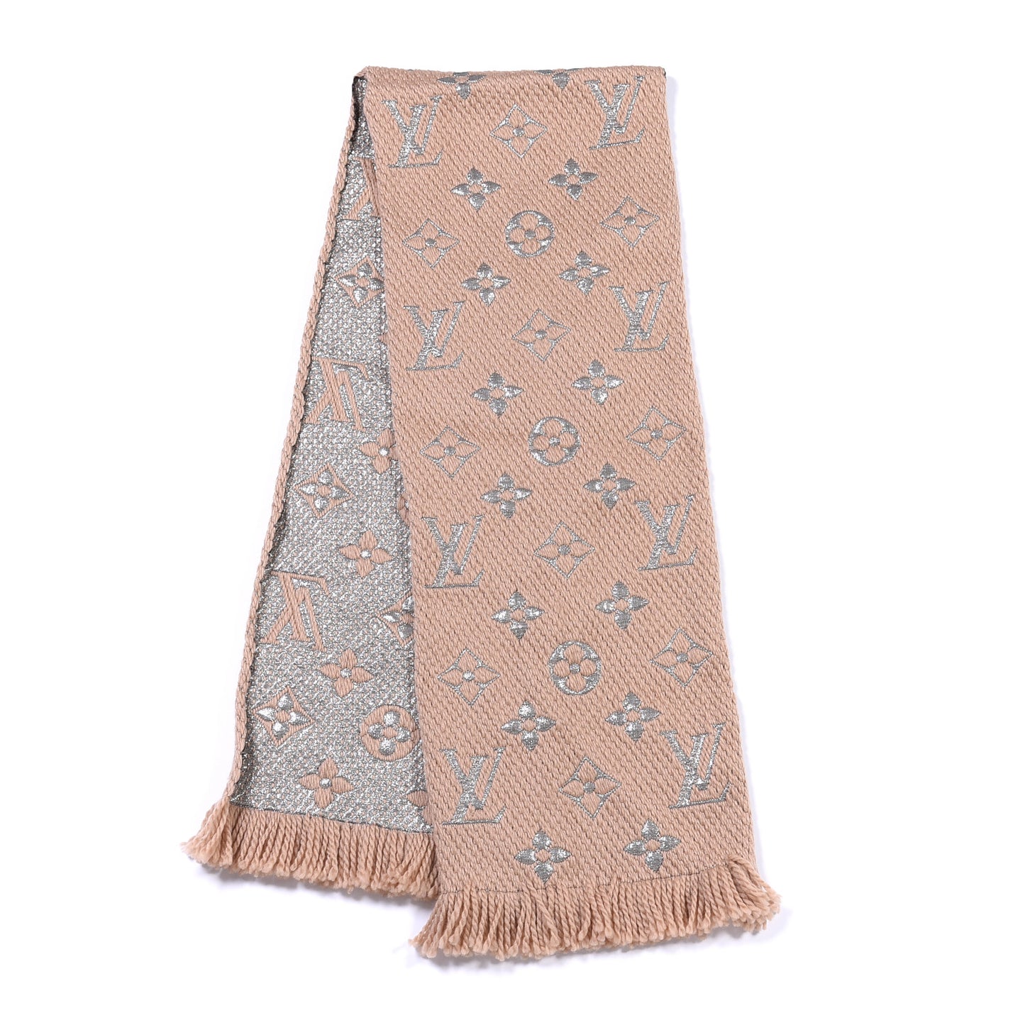 Wool Silk Logomania Shine Scarf Beige