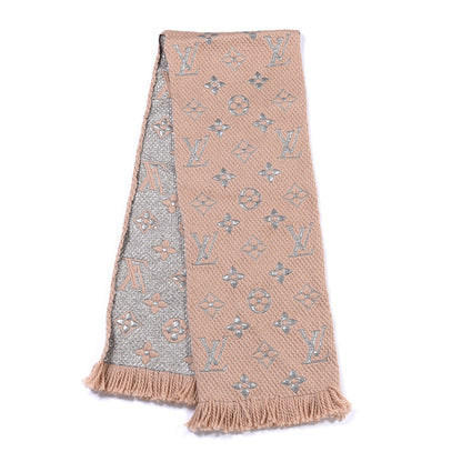 Louis Vuitton Wool Silk Logomania Shine Scarf Beige 2 of 4