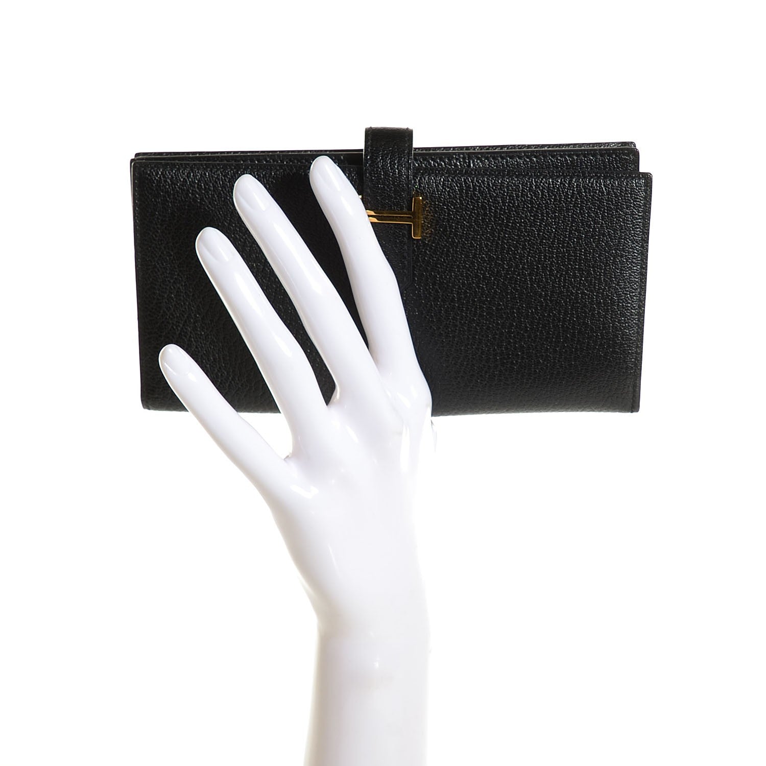 Hermes Chevre Mysore Bearn Gusset Wallet Black 2 of 11