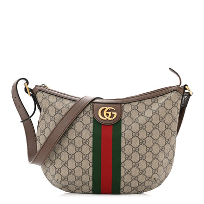 Gucci GG Supreme Monogram Web Small Ophidia Half Moon Hobo Brown 1 of 11