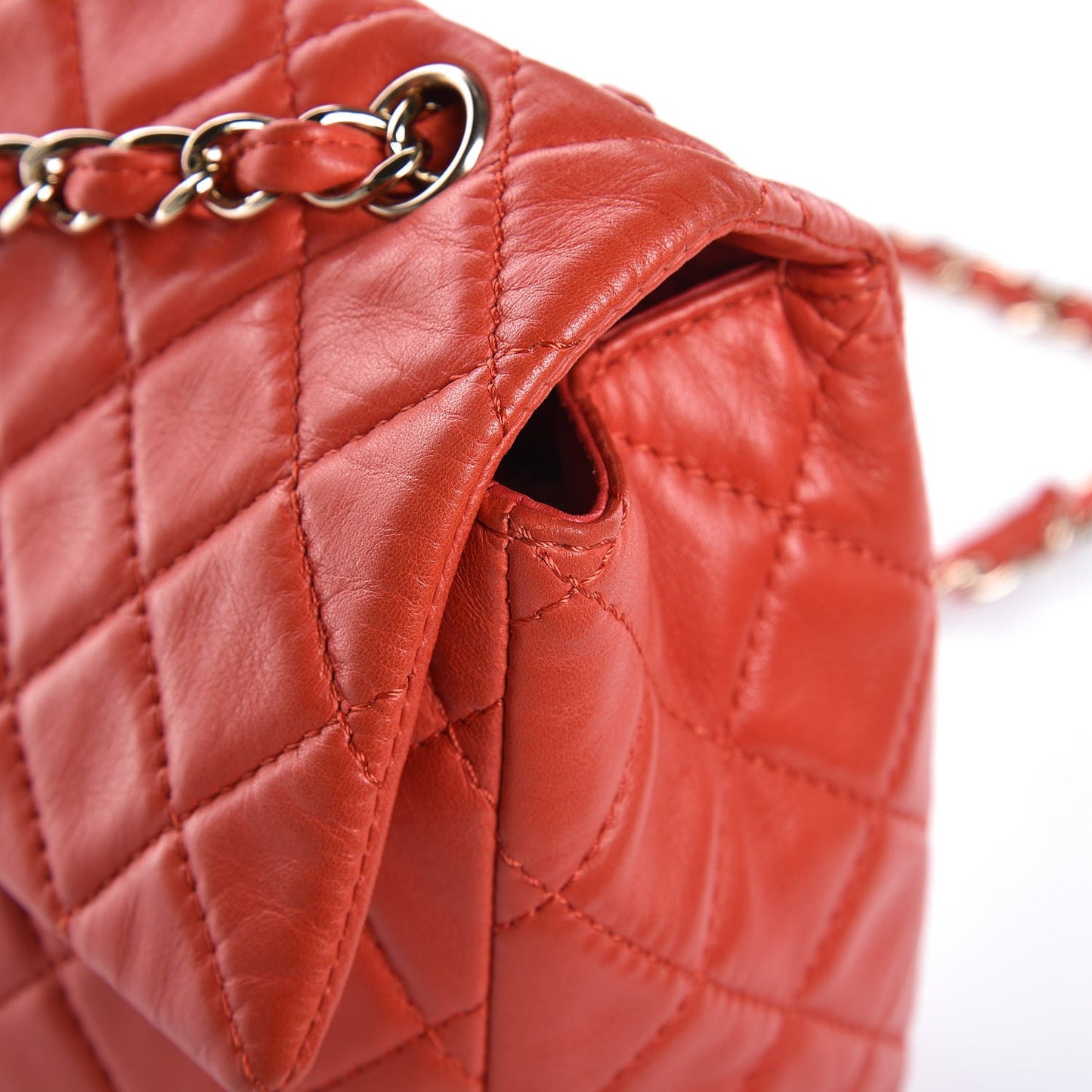 Lambskin Quilted XL Maxi Single Flap Red