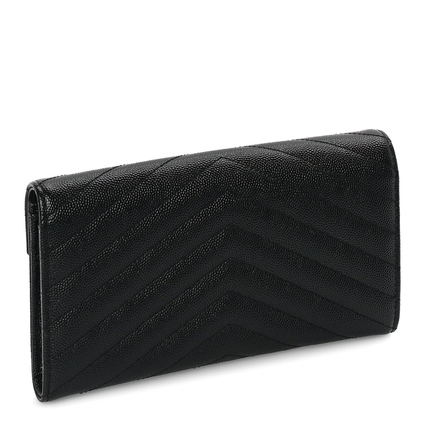 Grain De Poudre Matelasse Chevron Monogram Flap Wallet Black