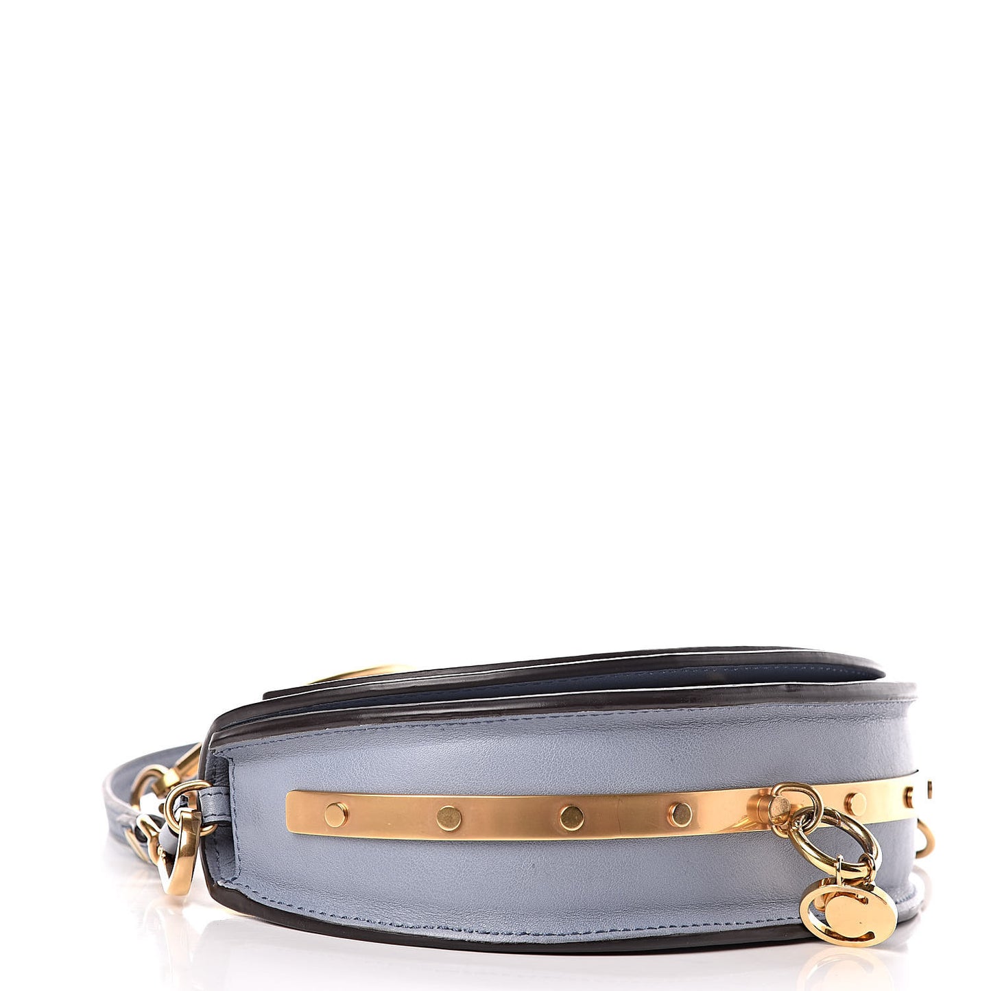 Calfskin Small Nile Bracelet Minaudiere Bag Washed Blue