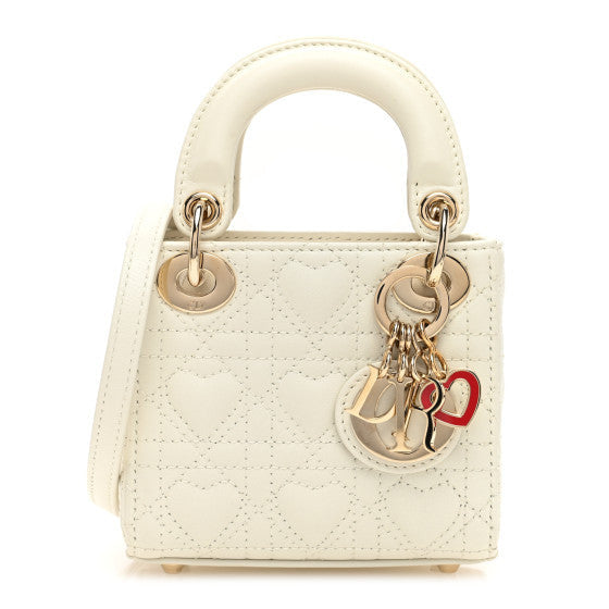 Calfskin Cannage Dioramour Micro Lady Dior Dior White