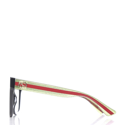 Gucci Square Frame Glitter Sunglasses GG0034S Black Green 3 of 8