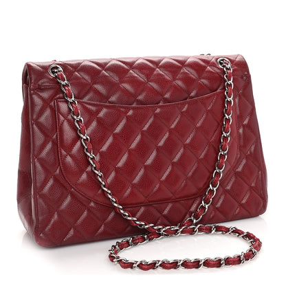 Chanel Caviar Quilted Maxi Double Flap Dark Red 2 of 9