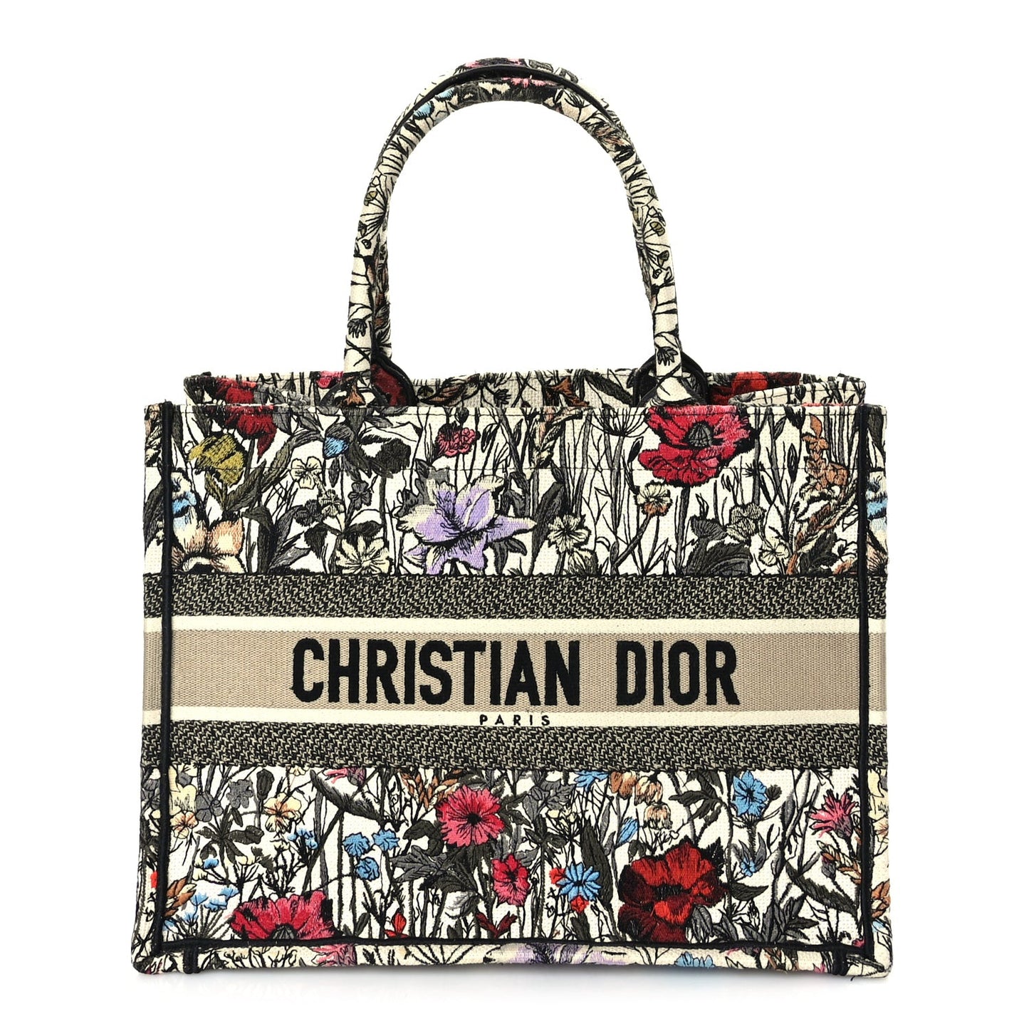Canvas Embroidered Medium Mille Fleurs Book Tote Multicolor