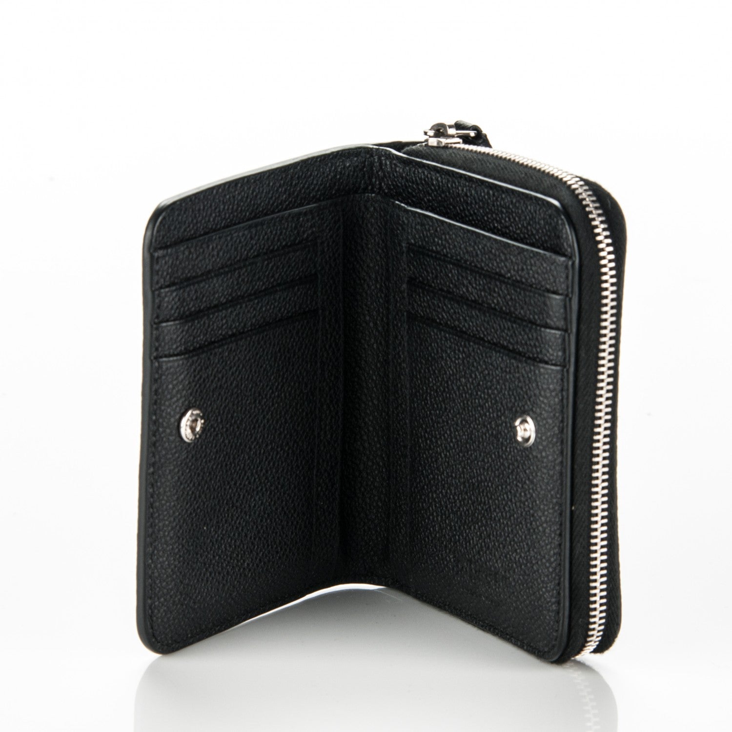 Saint Laurent Grained Calfskin Rive Gauche Compact Zip Around Wallet Black 5 of 6