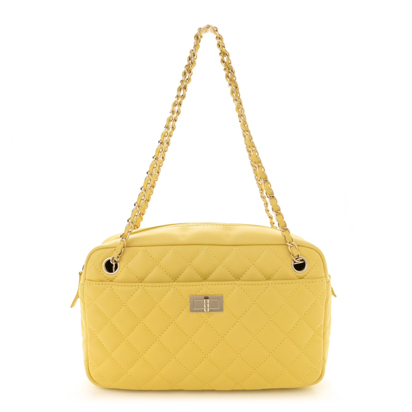Calfskin Quilted Reissue Medium Camera Case  Yellow